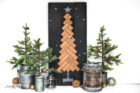 Herringbone wood Christmas tree sign Funky Junk Interiors