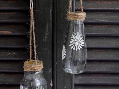 stenciled glass jars