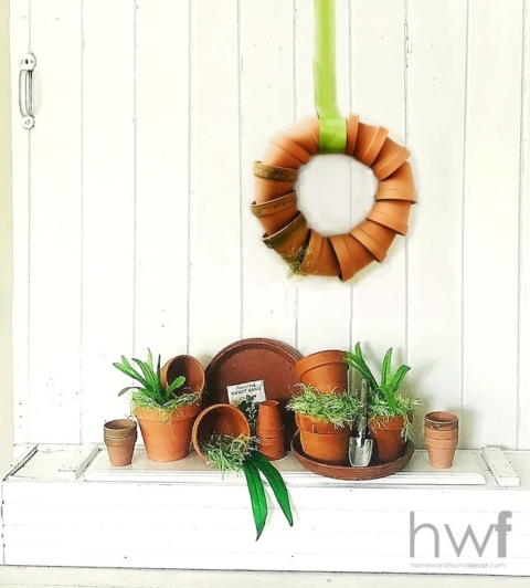 Clay pot wreath