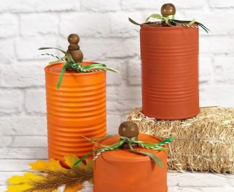 tin can pumpkins Creatively Beth