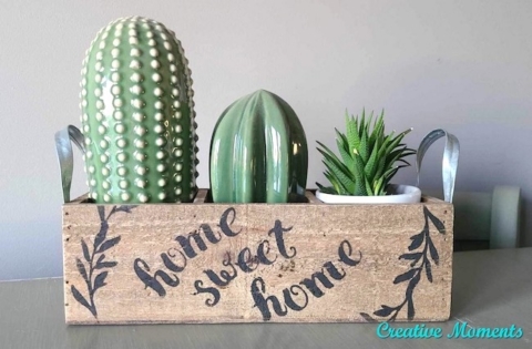 stenciled home sweet home crate