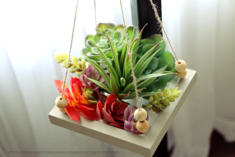hanging wooden planter