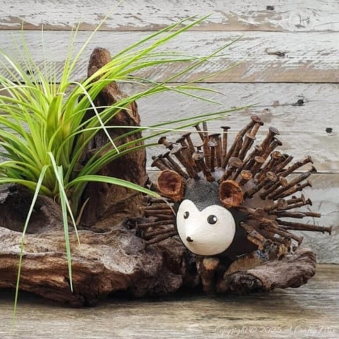 clay and rusty nail hedgehog
