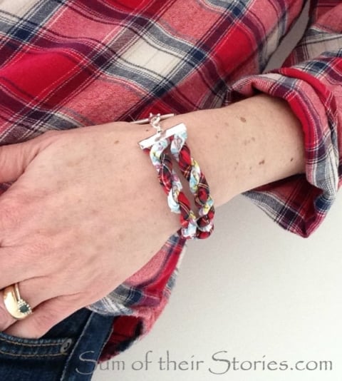 fabric and twine bracelet