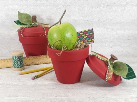 clay pot apple for teacher's gift by Creatively Beth