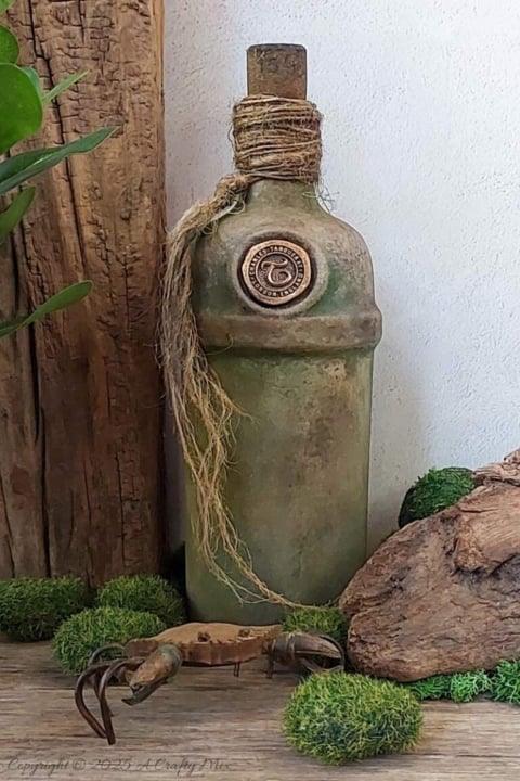 faux clay glass bottle