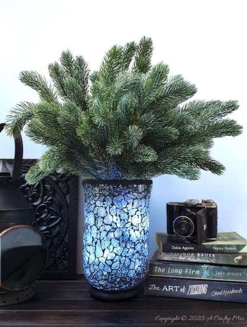 mosaic vase from shattered glass
