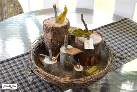 diy wood pumpkins made with thick branches