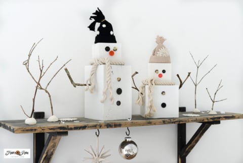 reversible wood pumpkin into snowman craft