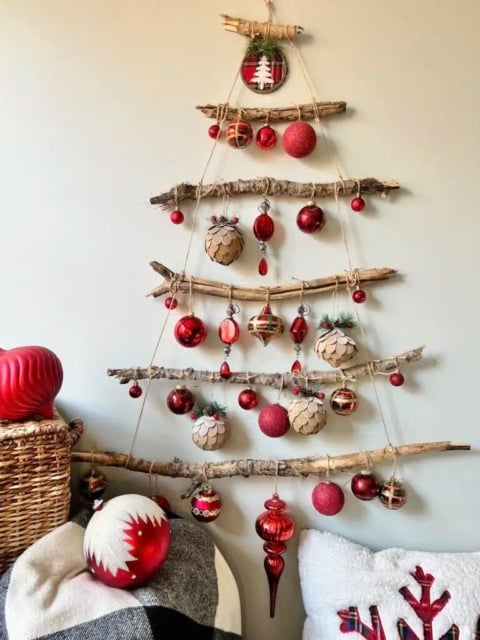 Branch Christmas tree on a wall