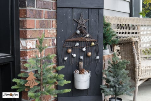 repurposed rake Christmas tree