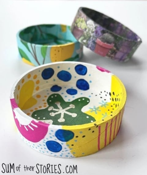 empty tape roll trinket bowls by Sum of their Stories