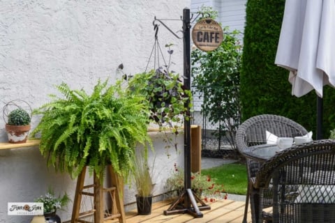 hanging plant stand from an upcycled coat rack