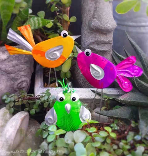 Recycled soda can birds by A Crafty Mix