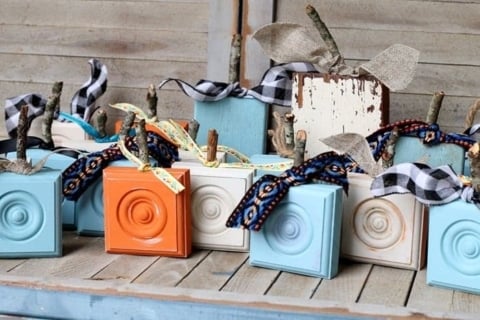 Wood rosette pumpkins by Petticoat Junktion